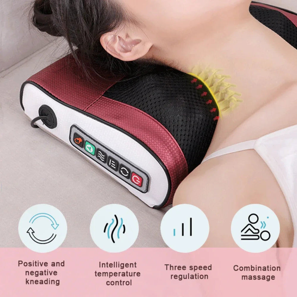 HexoEase Heated Massage Pillow for Neck, Back & Shoulder Relief