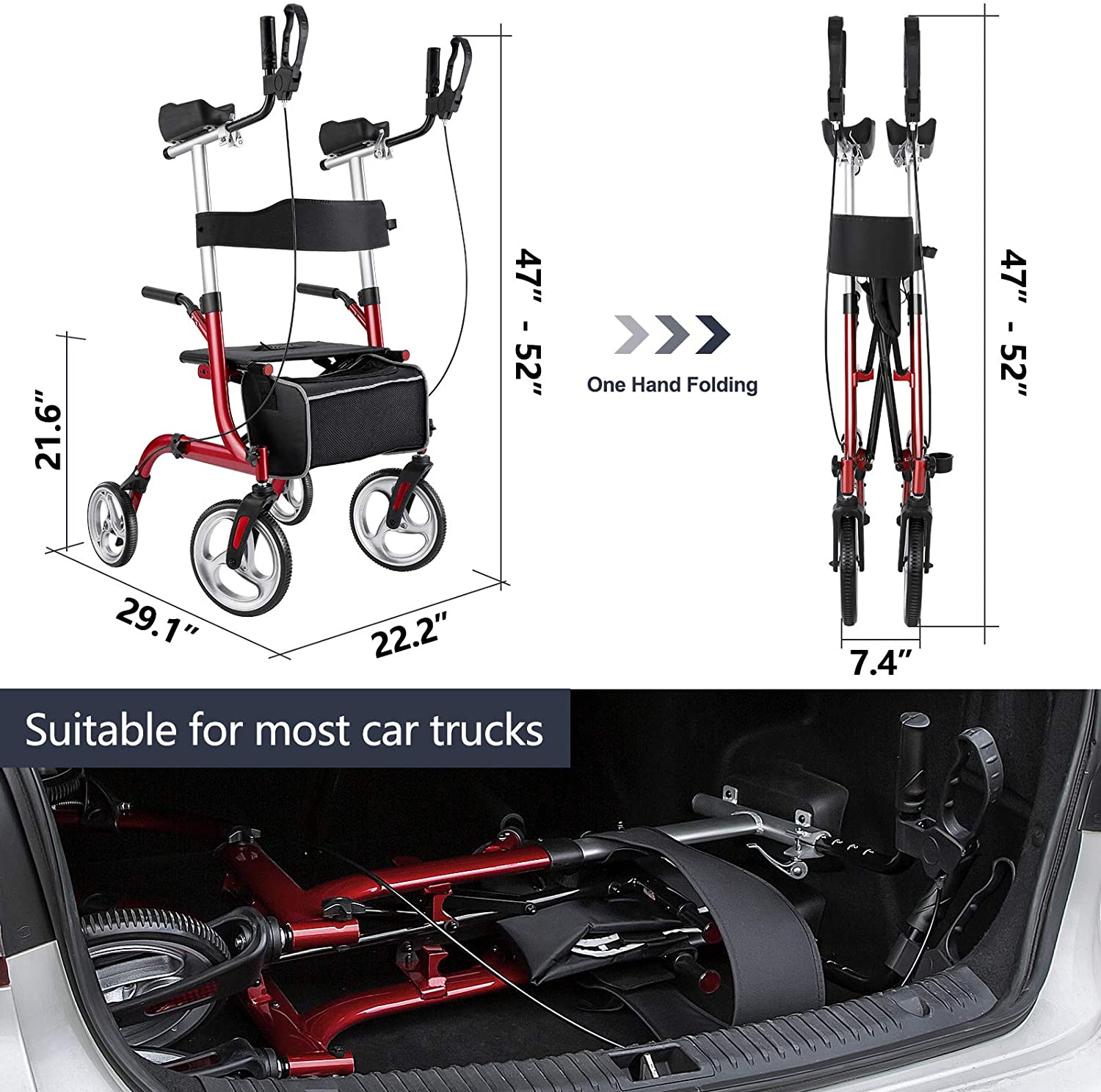Standing Upright Senior Straight Walker / Rollator