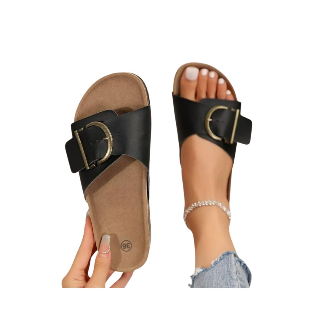 OrthoMia - Schmerzlindernde Kork-Sandalen mit Schnallenriemen-Design für Damen