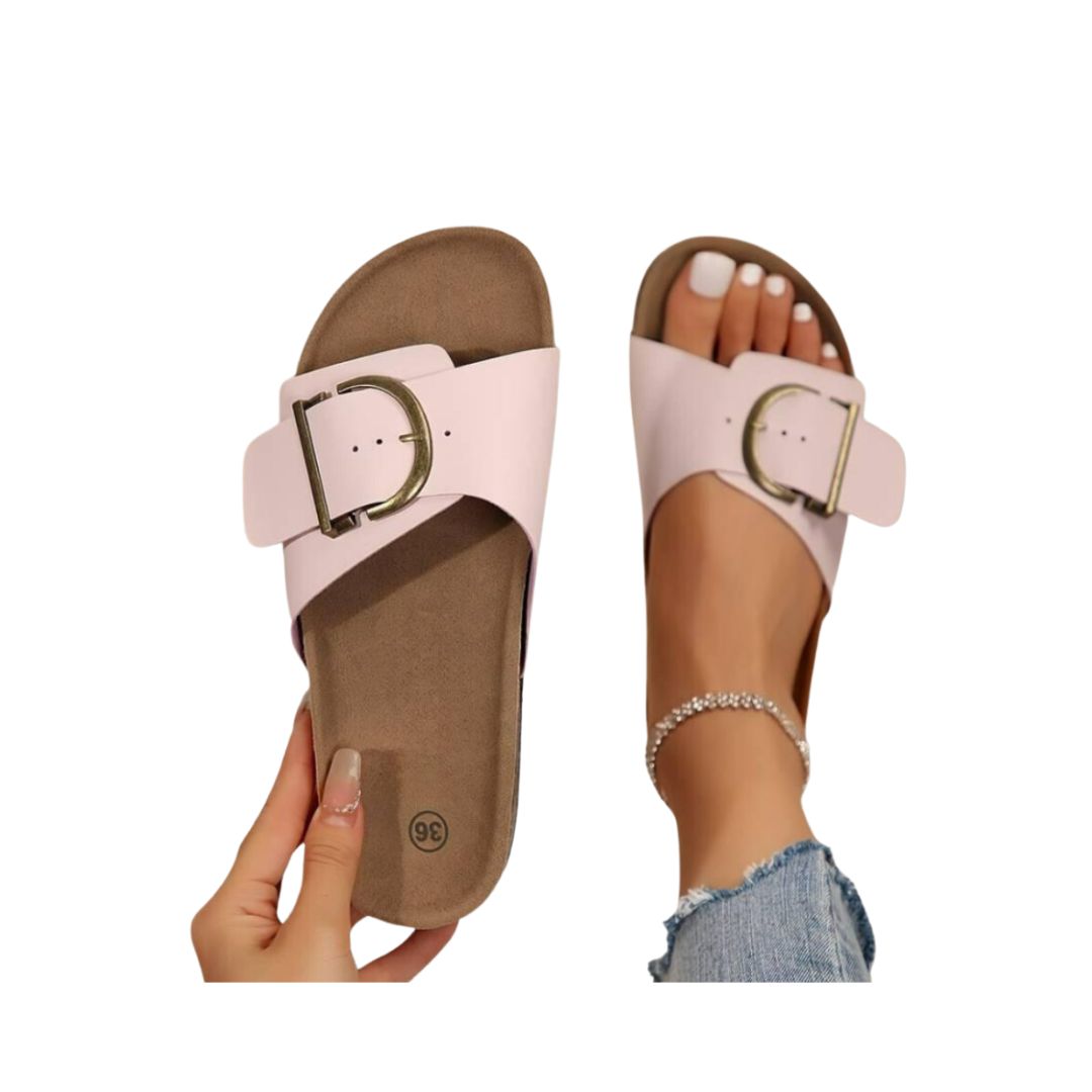 OrthoMia - Schmerzlindernde Kork-Sandalen mit Schnallenriemen-Design für Damen