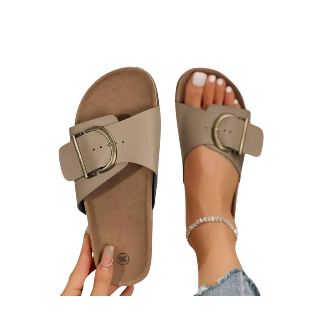 OrthoMia - Schmerzlindernde Kork-Sandalen mit Schnallenriemen-Design für Damen