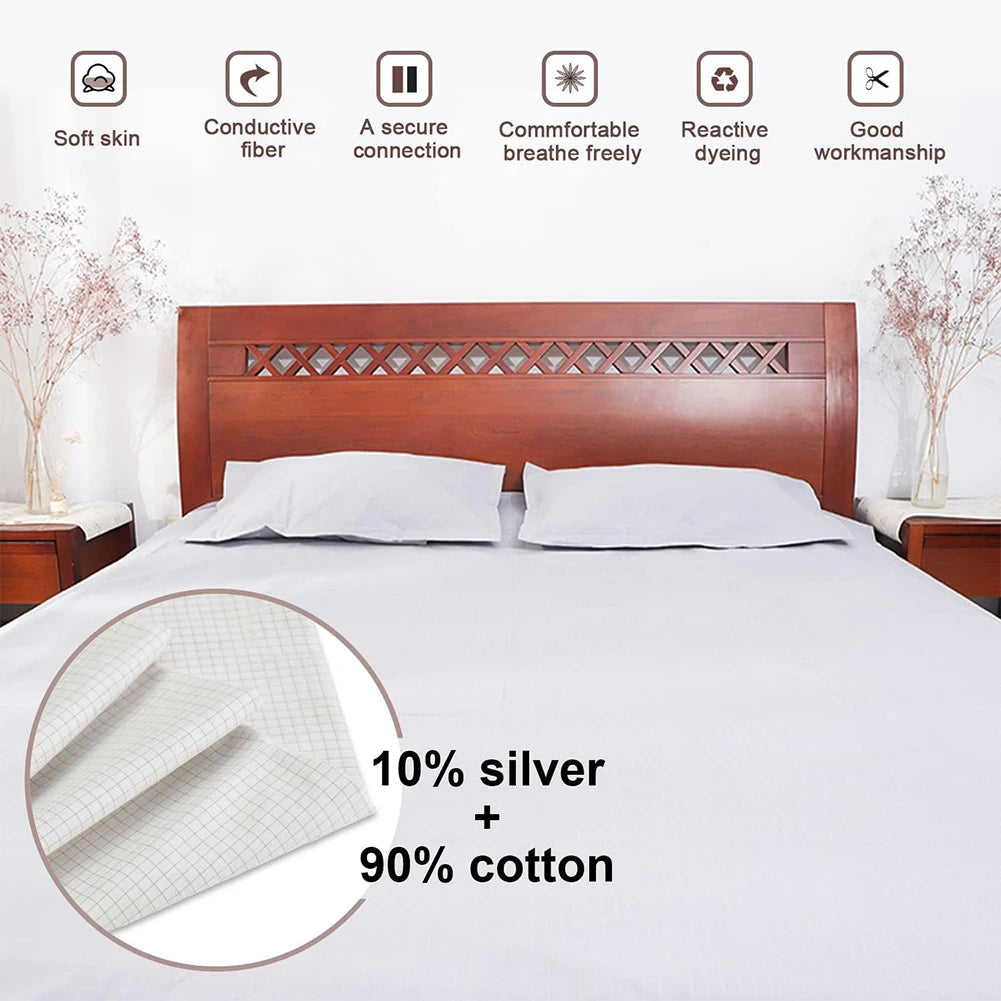 HexoWeave Silver Fiber Bed Sheets for Anti-Static, Grounded Sleep