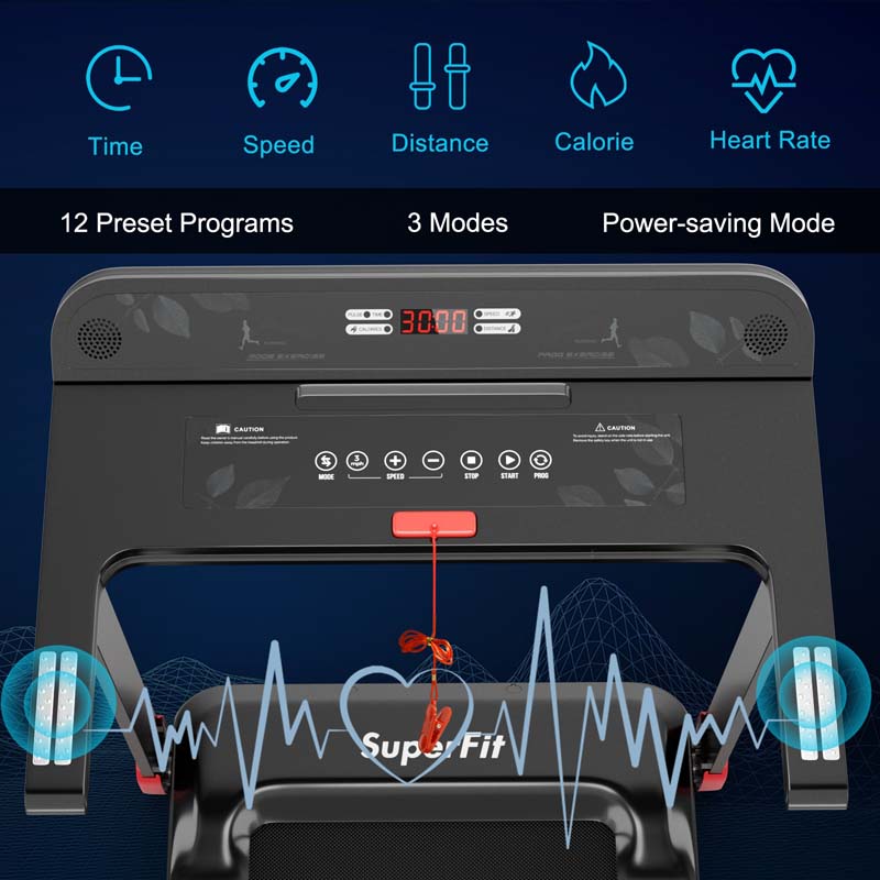 2.25HP Electric Folding Treadmill, Smart APP Control Walking Running Machine with HD LED Display & Device Holder