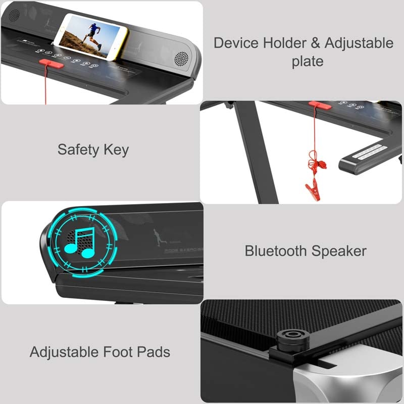 2.25HP Electric Folding Treadmill, Smart APP Control Walking Running Machine with HD LED Display & Device Holder