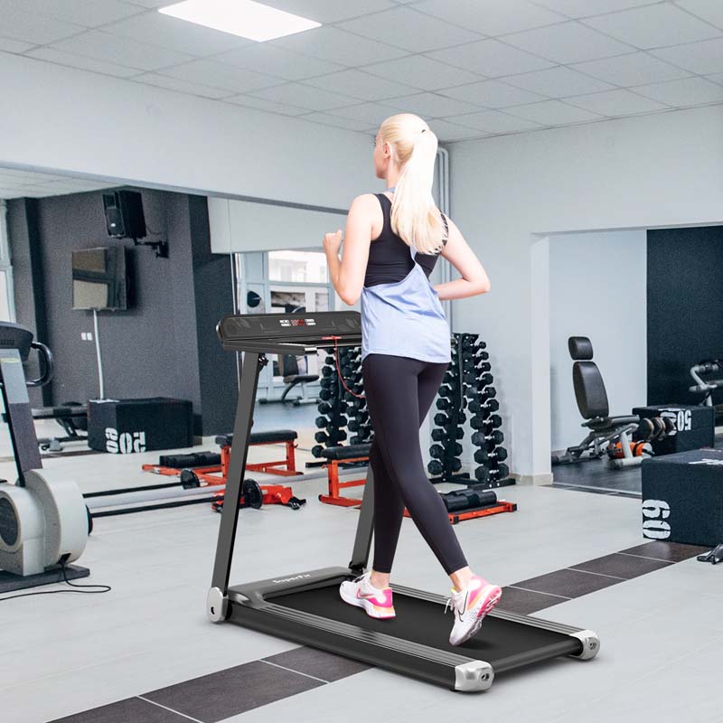 2.25HP Electric Folding Treadmill, Smart APP Control Walking Running Machine with HD LED Display & Device Holder