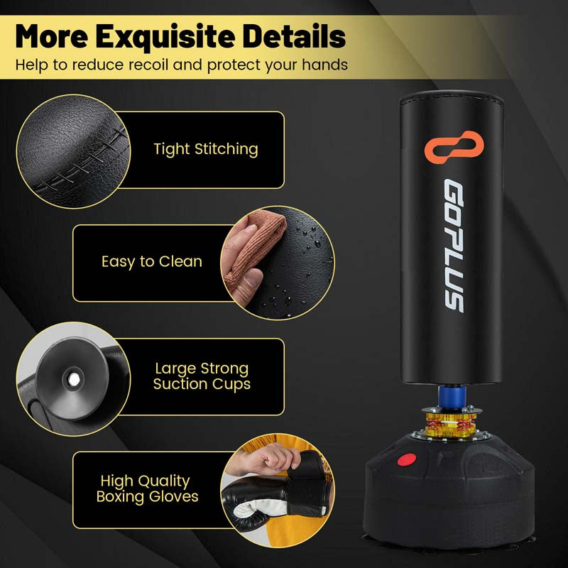 68" Freestanding Punching Bag with 12 Suction Cups Gloves & Filling Base, Heavy Boxing Bag Stand for MMA Muay Thai Fitness