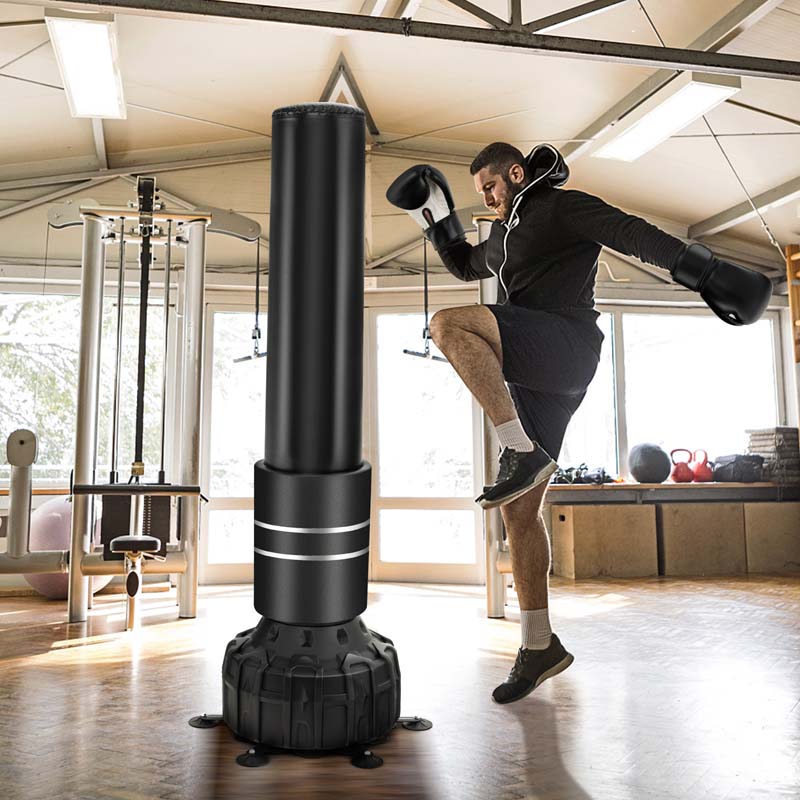 71" Freestanding Punching Bag with 25 Suction Cups Gloves & Filling Base, Heavy Boxing Bag Stand for MMA Muay Thai Fitness