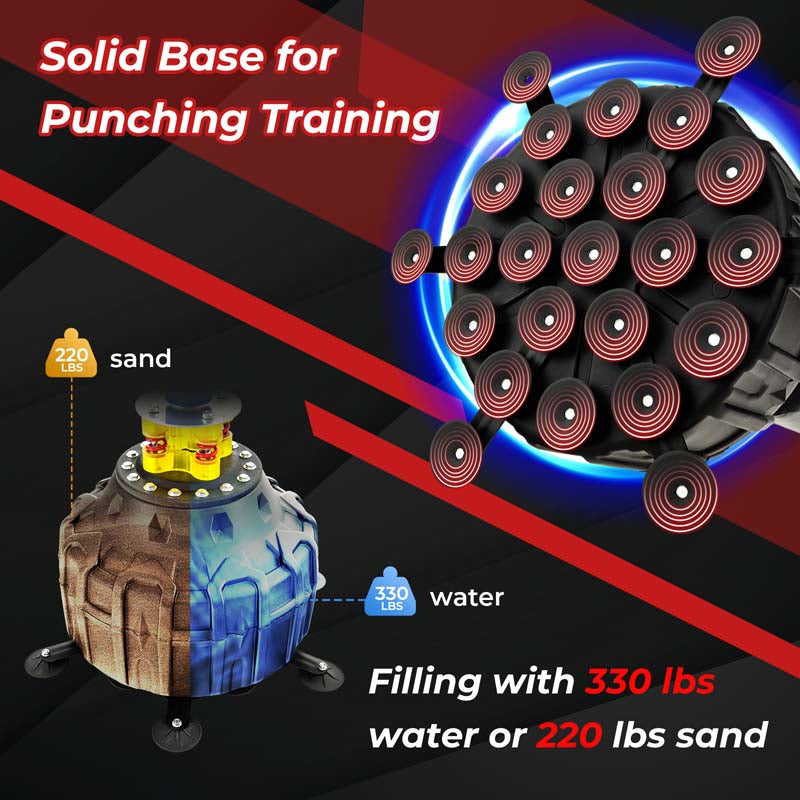 71" Freestanding Punching Bag with 25 Suction Cups Gloves & Filling Base, Heavy Boxing Bag Stand for MMA Muay Thai Fitness