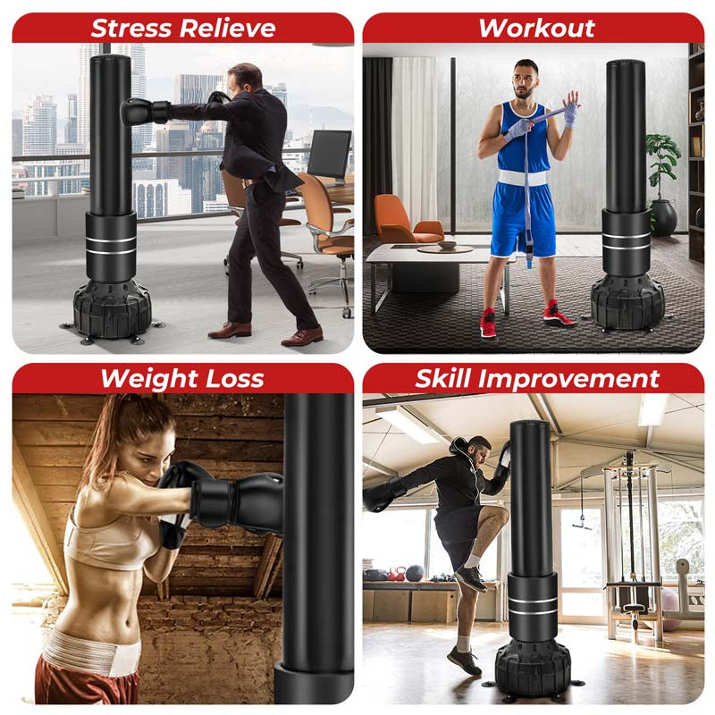 71" Freestanding Punching Bag with 25 Suction Cups Gloves & Filling Base, Heavy Boxing Bag Stand for MMA Muay Thai Fitness