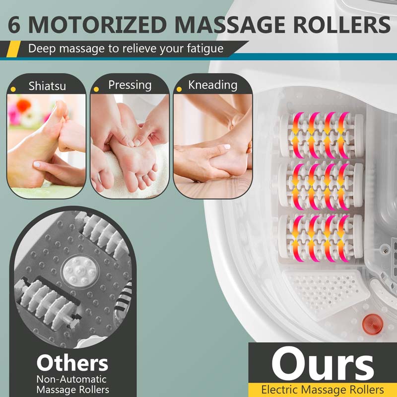 Heated Foot Spa Bath Massager with Bubbles & Rollers, Electric Foot Soaker Tub for Fatigue Release