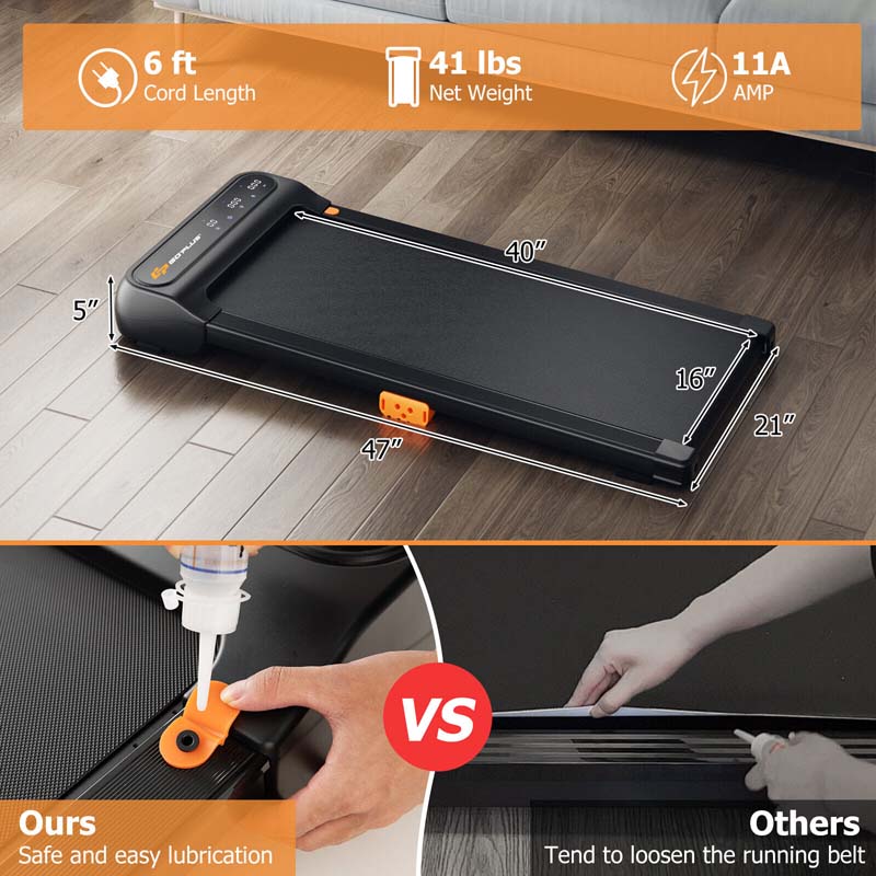 2-in-1 Under Desk Treadmill with Watch-Like Remote Control, 12 Preset Programs, LED Touch Screen, Walking Pad for Home and Office