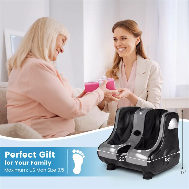 Foot Calf Leg Massager Machine with Heat, Electric Foot Massager, Shiatsu Rolling Vibration Deep Kneading Massage Therapy