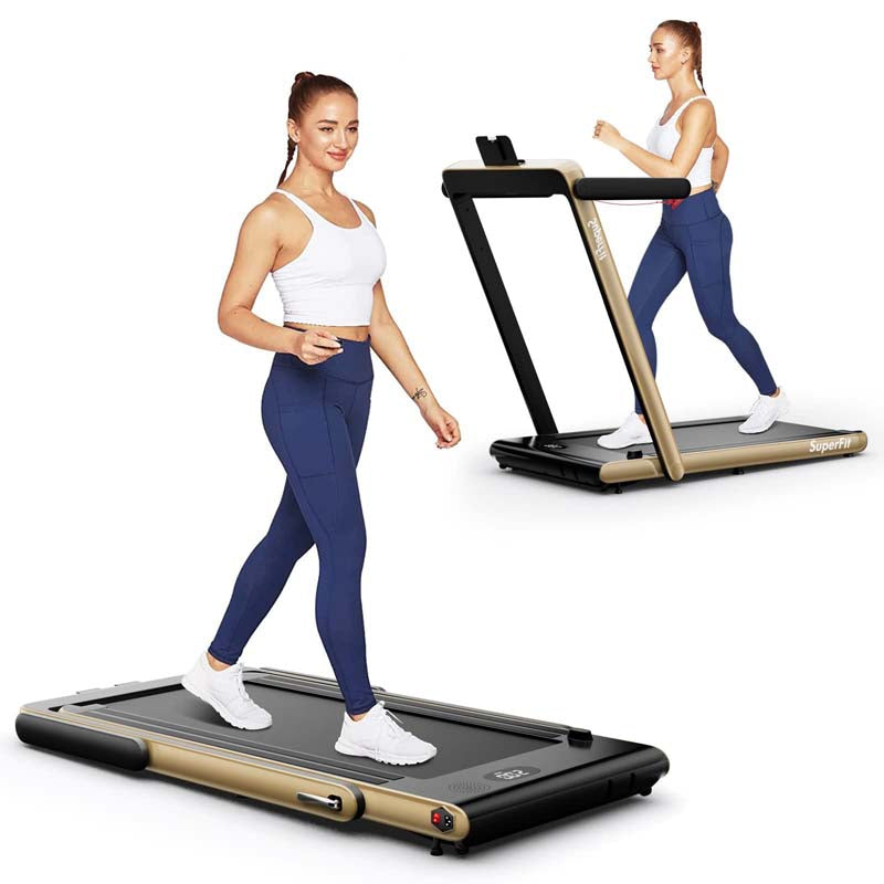 2.5HP 2-in-1 Folding Under Desk Treadmill with Speaker APP Remote Control, Portable Walking Jogging Machine for Home Gym Office