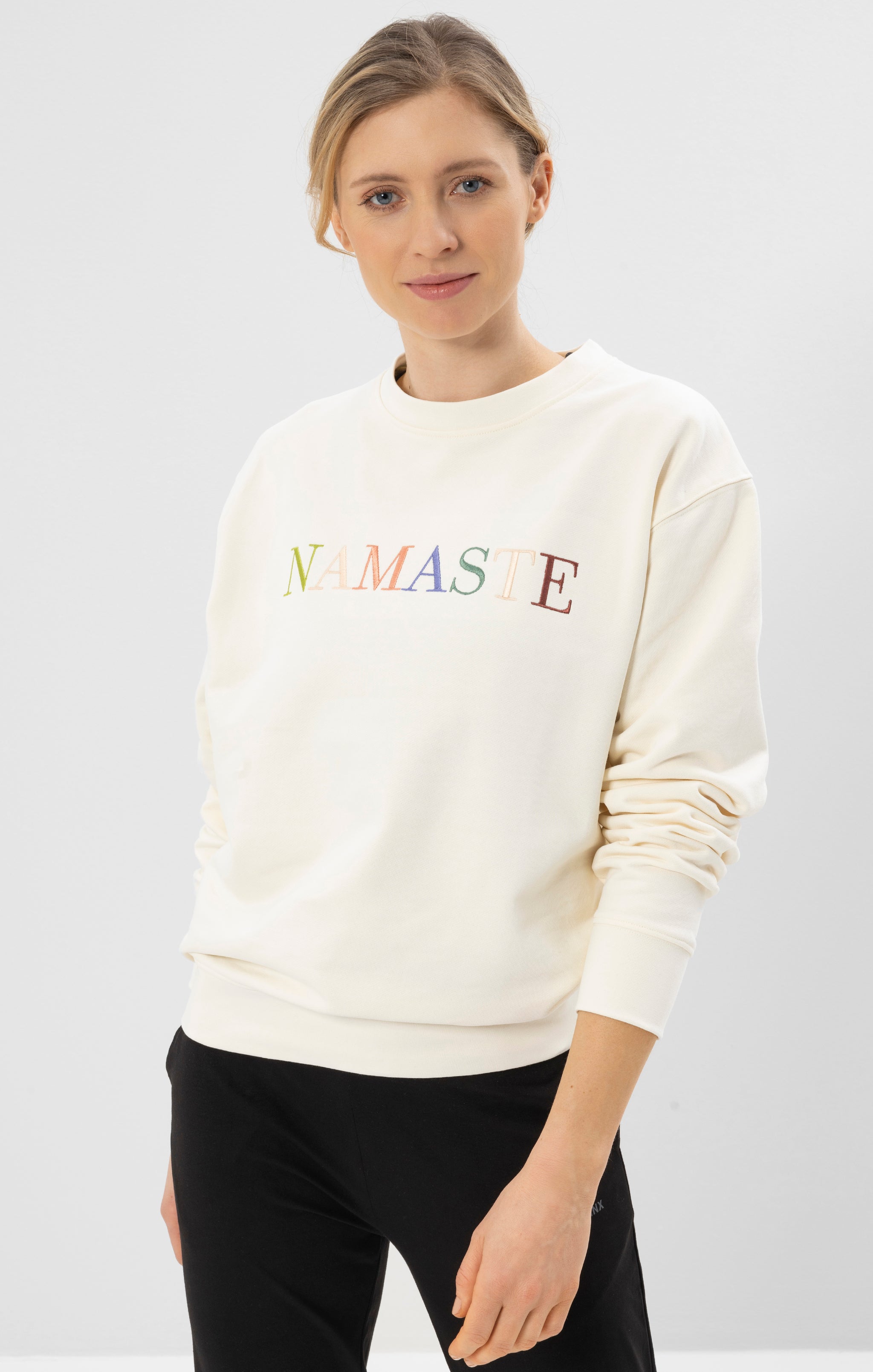 Yoga Boxy Pullover Namaste - weiß