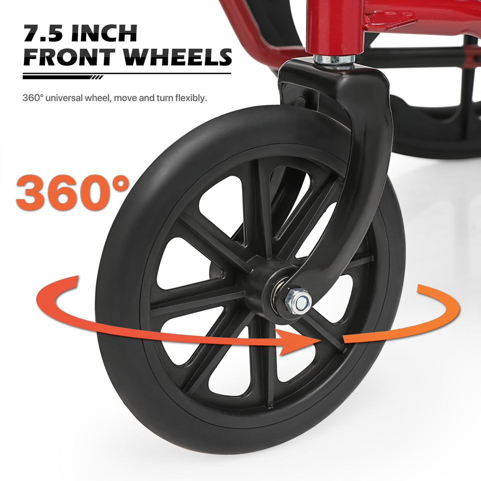 18"Folding Manual Wheelchair Flip Back Armrest Swing Away Footrest