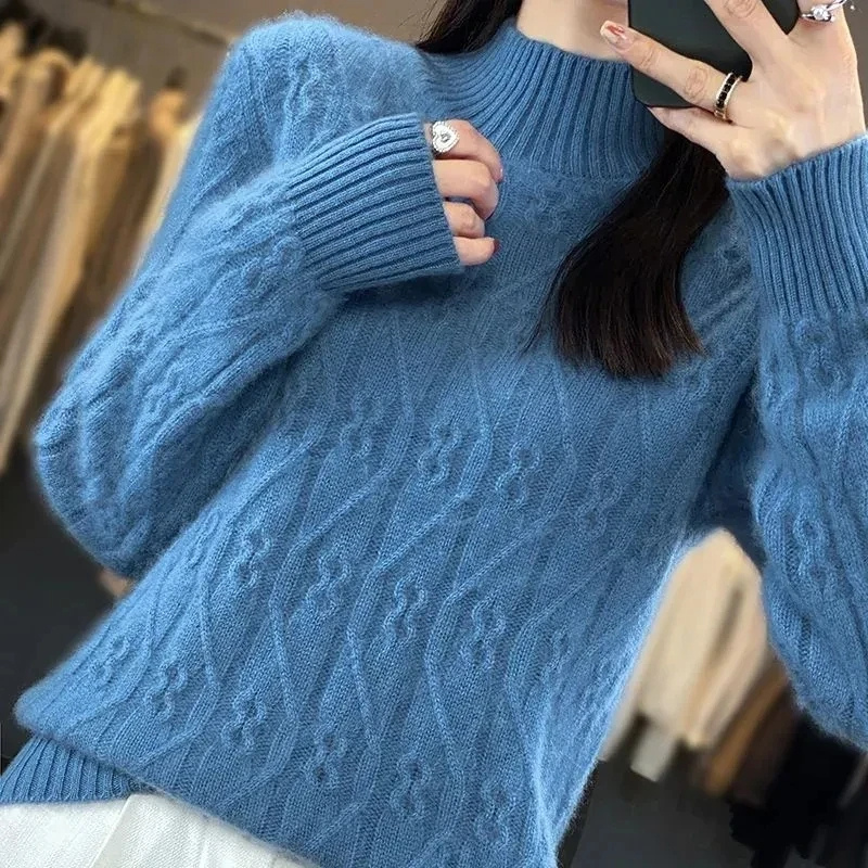 bedruckter Fleece-Kabelpullover Damen