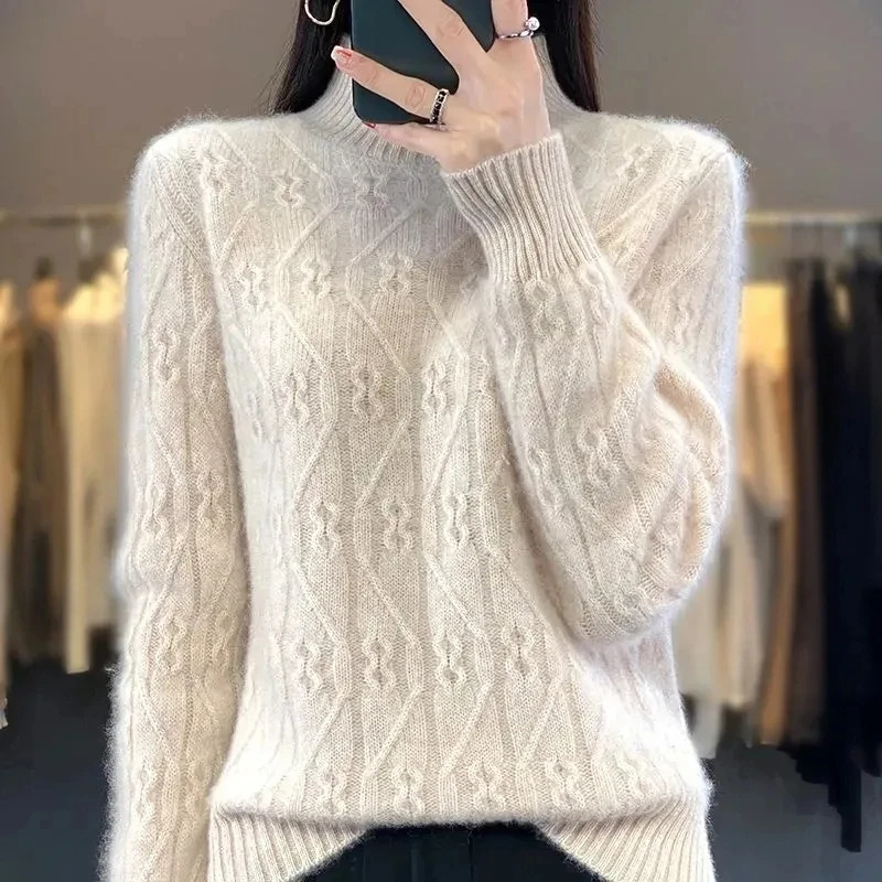 bedruckter Fleece-Kabelpullover Damen