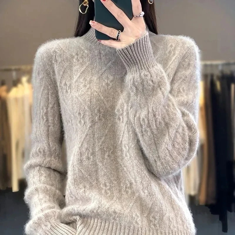 bedruckter Fleece-Kabelpullover Damen