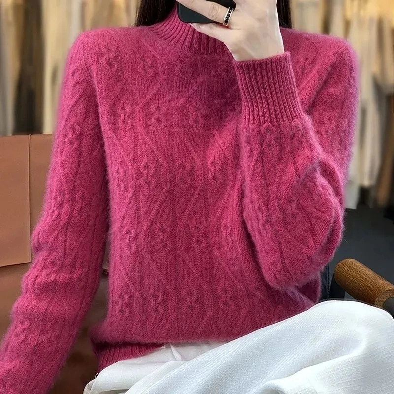bedruckter Fleece-Kabelpullover Damen