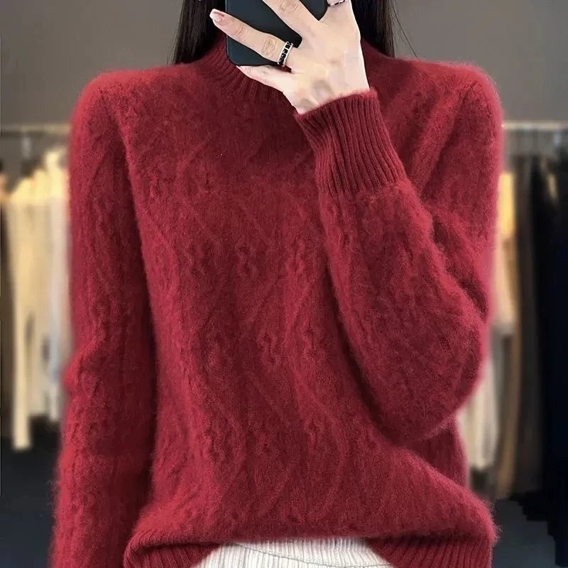 bedruckter Fleece-Kabelpullover Damen