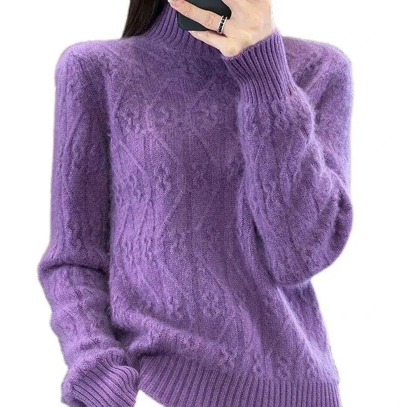 bedruckter Fleece-Kabelpullover Damen