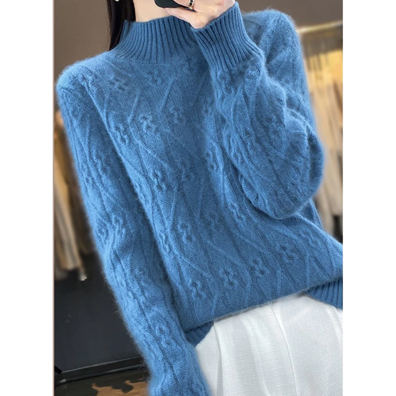 bedruckter Fleece-Kabelpullover Damen