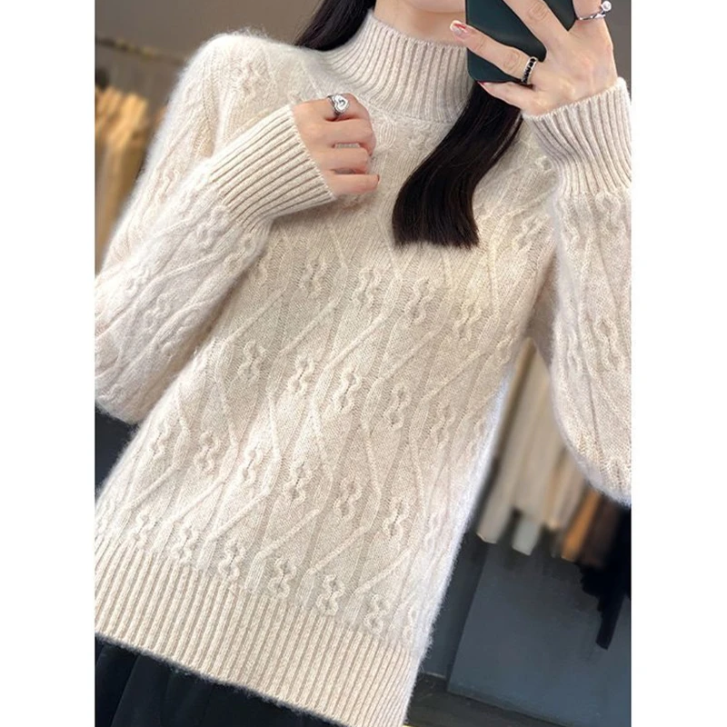 bedruckter Fleece-Kabelpullover Damen