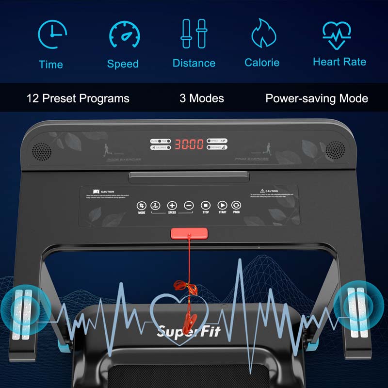 2.25HP Electric Folding Treadmill, Smart APP Control Walking Running Machine with HD LED Display & Device Holder