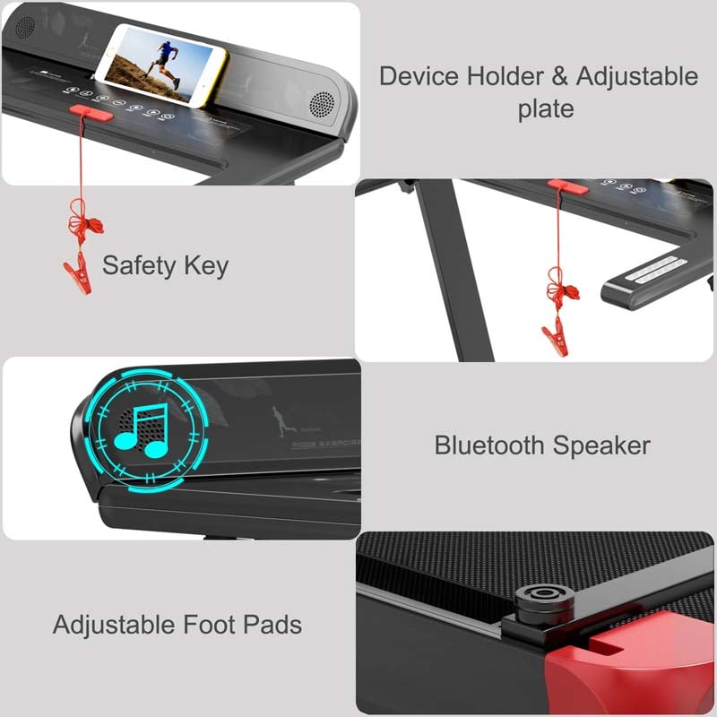 2.25HP Electric Folding Treadmill, Smart APP Control Walking Running Machine with HD LED Display & Device Holder