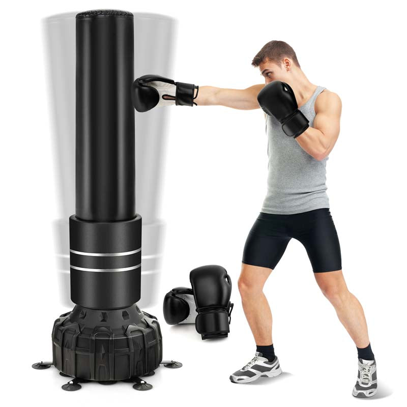 71" Freestanding Punching Bag with 25 Suction Cups Gloves & Filling Base, Heavy Boxing Bag Stand for MMA Muay Thai Fitness