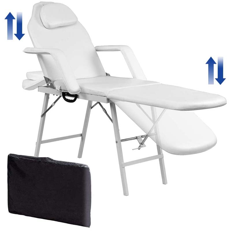 73" Portable 3 Folding Massage Bed Spa Table with Carry Case, Adjustable Massage Table for Tattoo Salon Facial