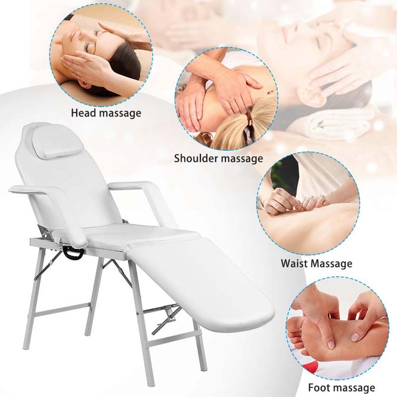 73" Portable 3 Folding Massage Bed Spa Table with Carry Case, Adjustable Massage Table for Tattoo Salon Facial