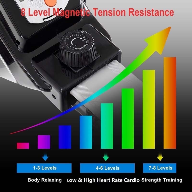 Folding Magnetic Rowing Machine with 8 Level Adjustable Resistance