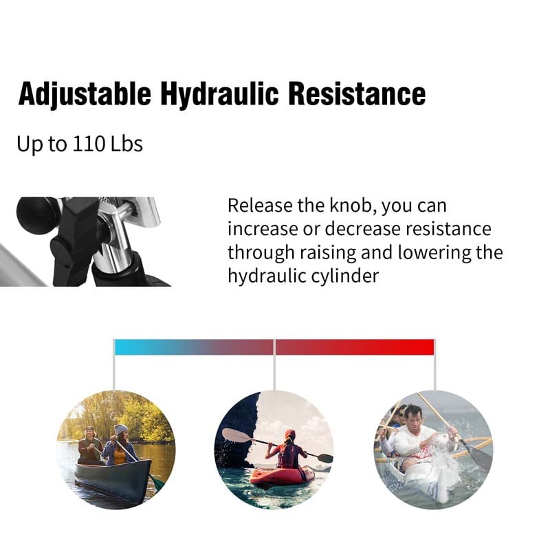 Full Motion Hydraulic Rowing Machine for Cardio Exercise, Folding Rower with LCD Monitor, Adjustable Resistance