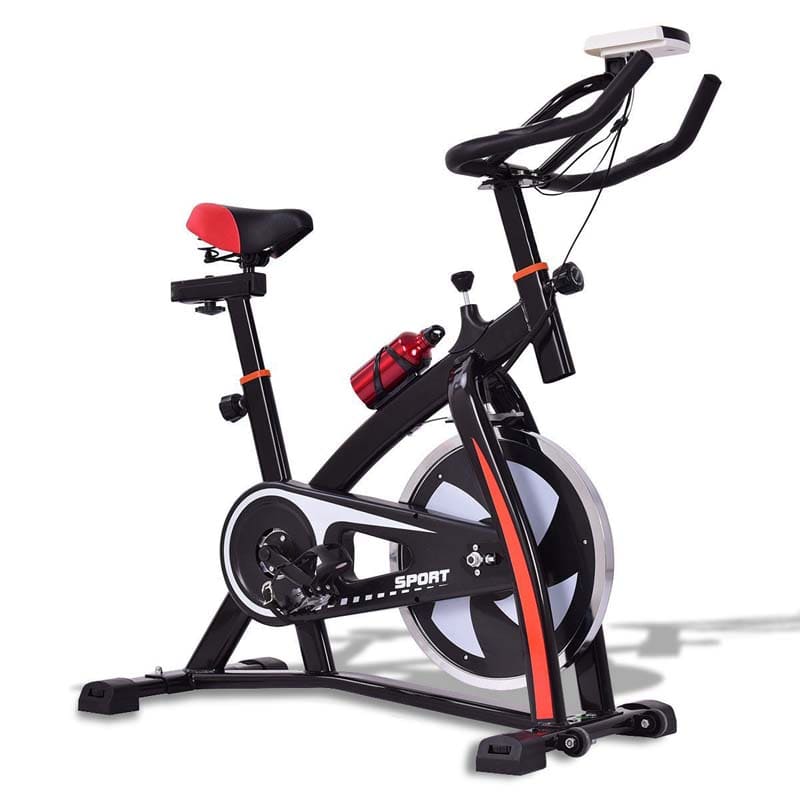 Adjustable Indoor Exercise Cycling Bike with LCD Electronic Meter, Heart Rate Sensor & Comfort Seat for Home Cardio, Gym Workout