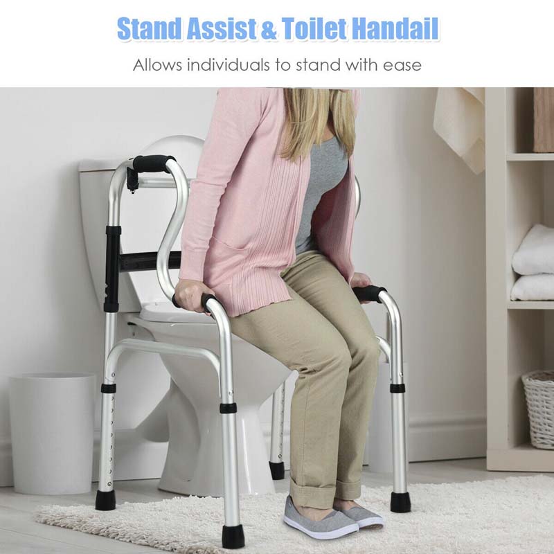 3-in-1 Stand-Assist Folding Walker, 400lbs Heavy Duty Walking Mobility Aid, Height Adjustable Narrow Drive Walker
