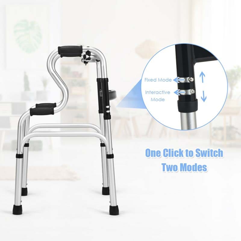 3-in-1 Stand-Assist Folding Walker, 400lbs Heavy Duty Walking Mobility Aid, Height Adjustable Narrow Drive Walker