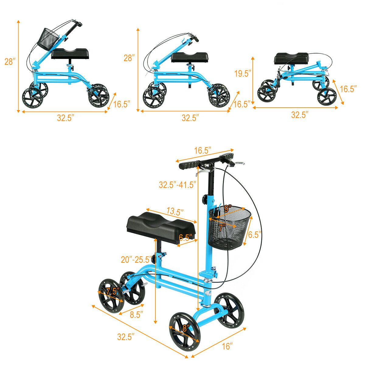 Foldable Medical Knee Walker Scooter