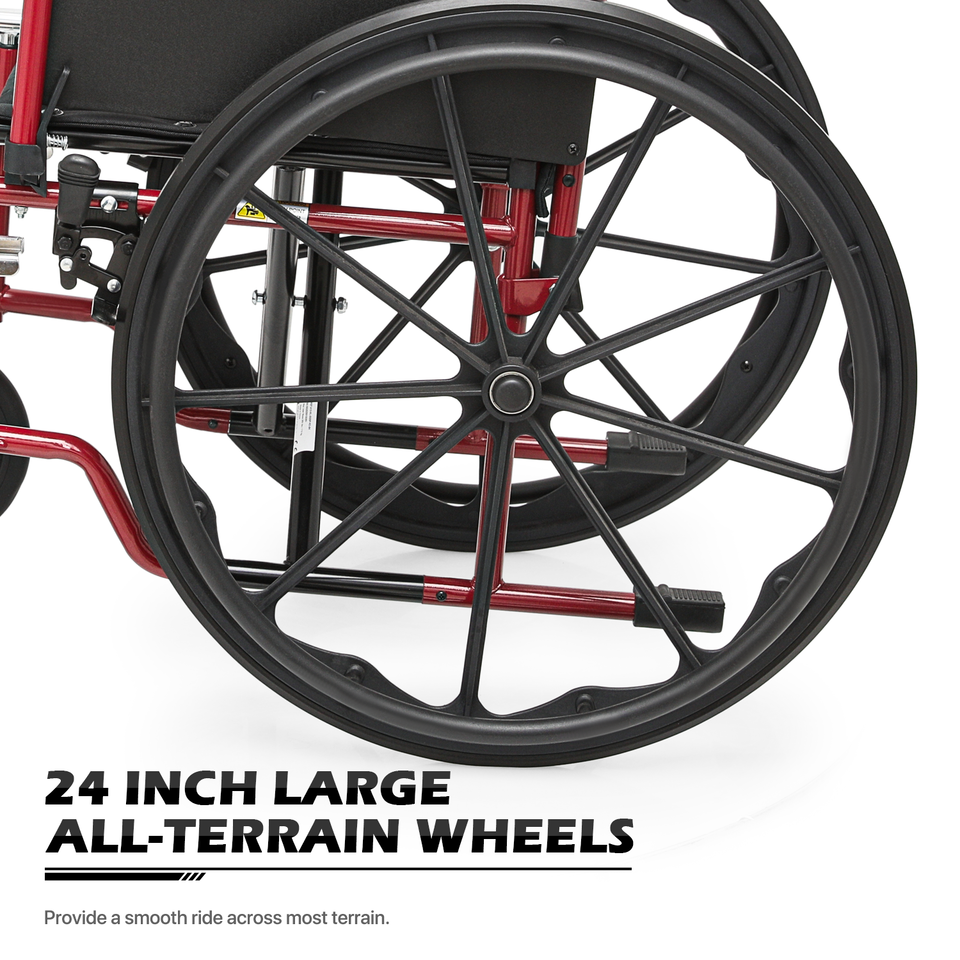 18"Folding Manual Wheelchair Flip Back Armrest Swing Away Footrest