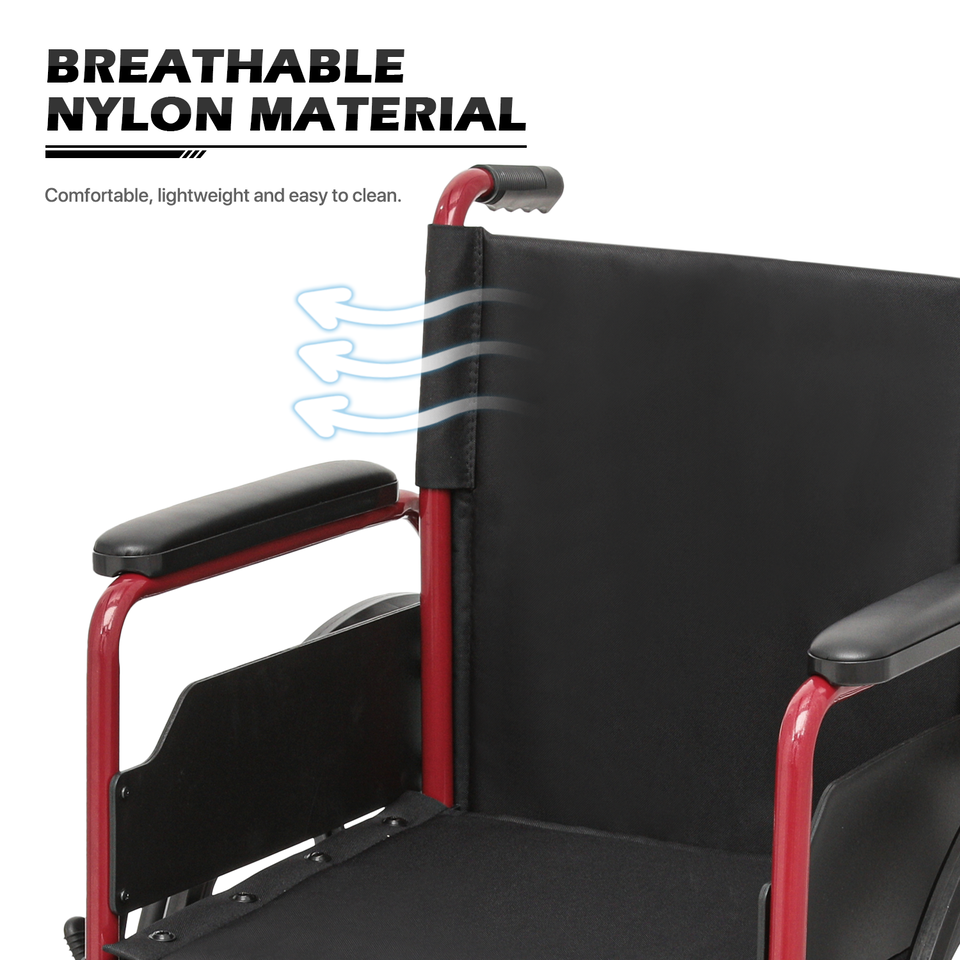 18"Folding Manual Wheelchair Flip Back Armrest Swing Away Footrest